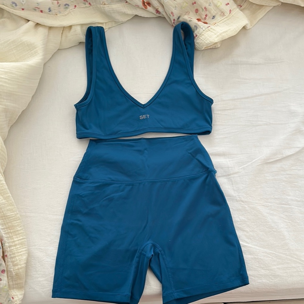 SET Active Blue Bike Shorts Set